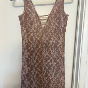 Free People Intimately Lace Detail Bodycon in Tan